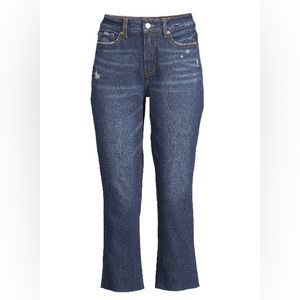 Time and Tru Women's Straight Crop Jeans - Raw Edge Bottoms